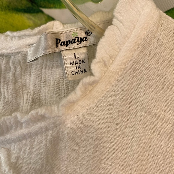 Papaya Cream color long sleeve Embroidery Blouse size large - Picture 9 of 13